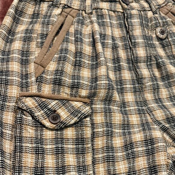 Free People Back Street Pants Plaid Tapered Joggers Tan Brown Sz Small - Picture 10 of 13